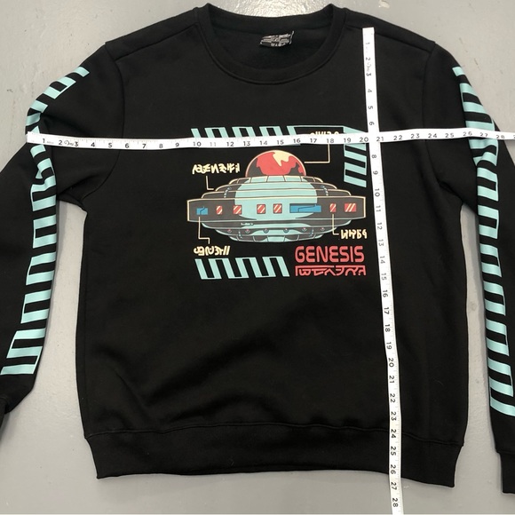 Genesis Graphic Space Ship Crew Neck Pullover Sweater. Black. Size Large. - Picture 6 of 7